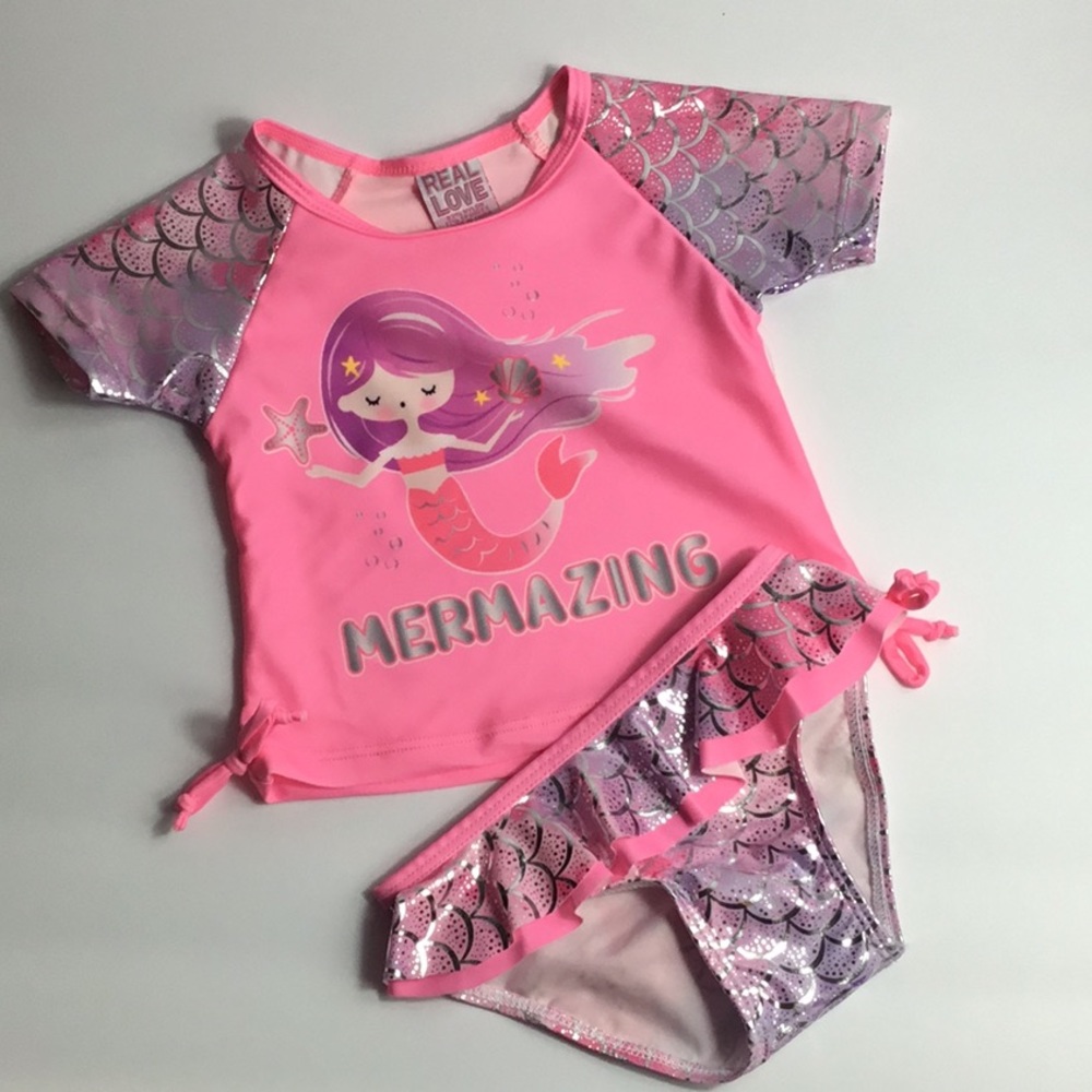 Real Love Pink Mermaid Two Piece Swimsuit